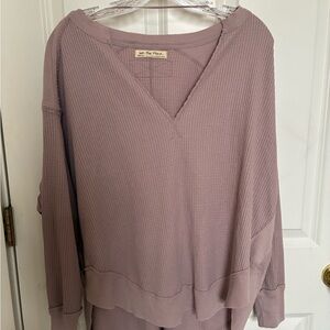 We The Free Dusty Pink Waffle Knit Sweatshirt